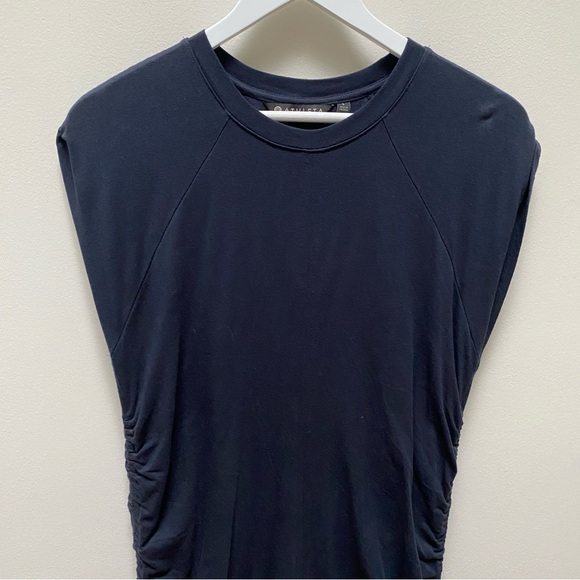 Athleta Black Cap Sleeve Ruched Dress Women's Size Large - Picture 2 of 5